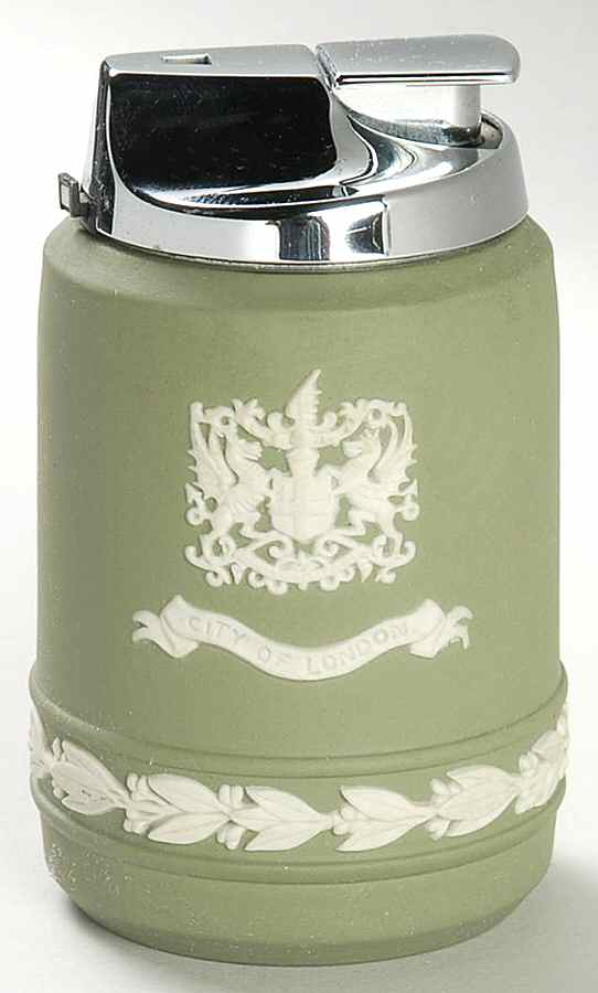 Cream Color on Celadon Jasperware Executive Cigarette Lighter by Wedgwood-1