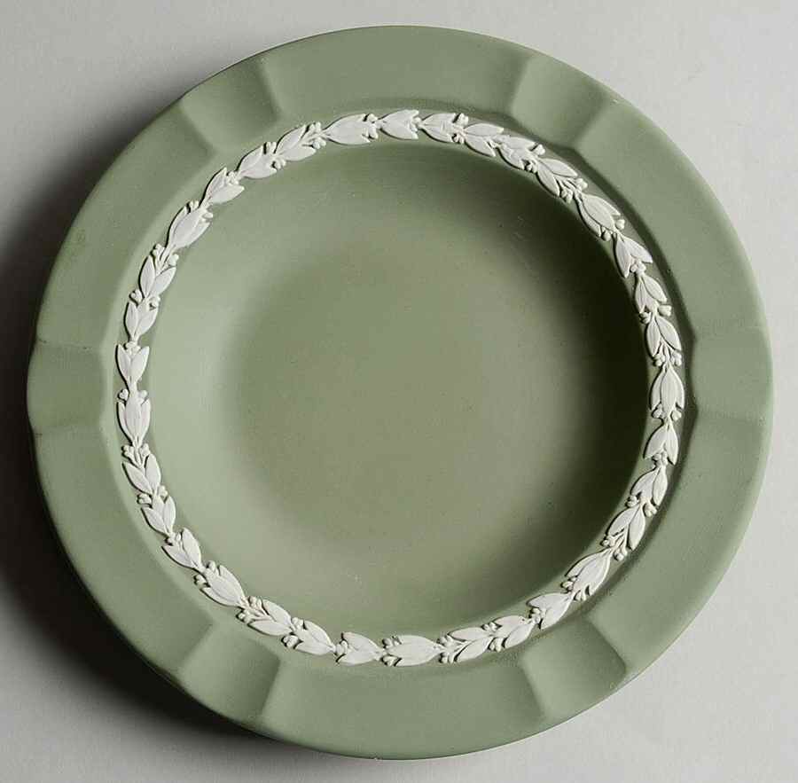 Cream Color on Celadon Jasperware Executive Ashtray by Wedgwood-1