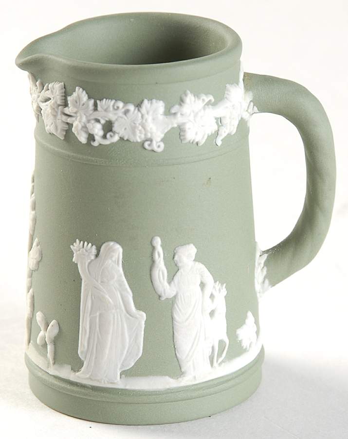 Cream Color on Celadon Jasperware Mini Trojan Jug by Wedgwood-1