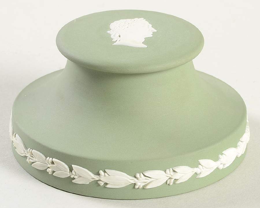 Cream Color on Celadon Jasperware Paperweight by Wedgwood-1