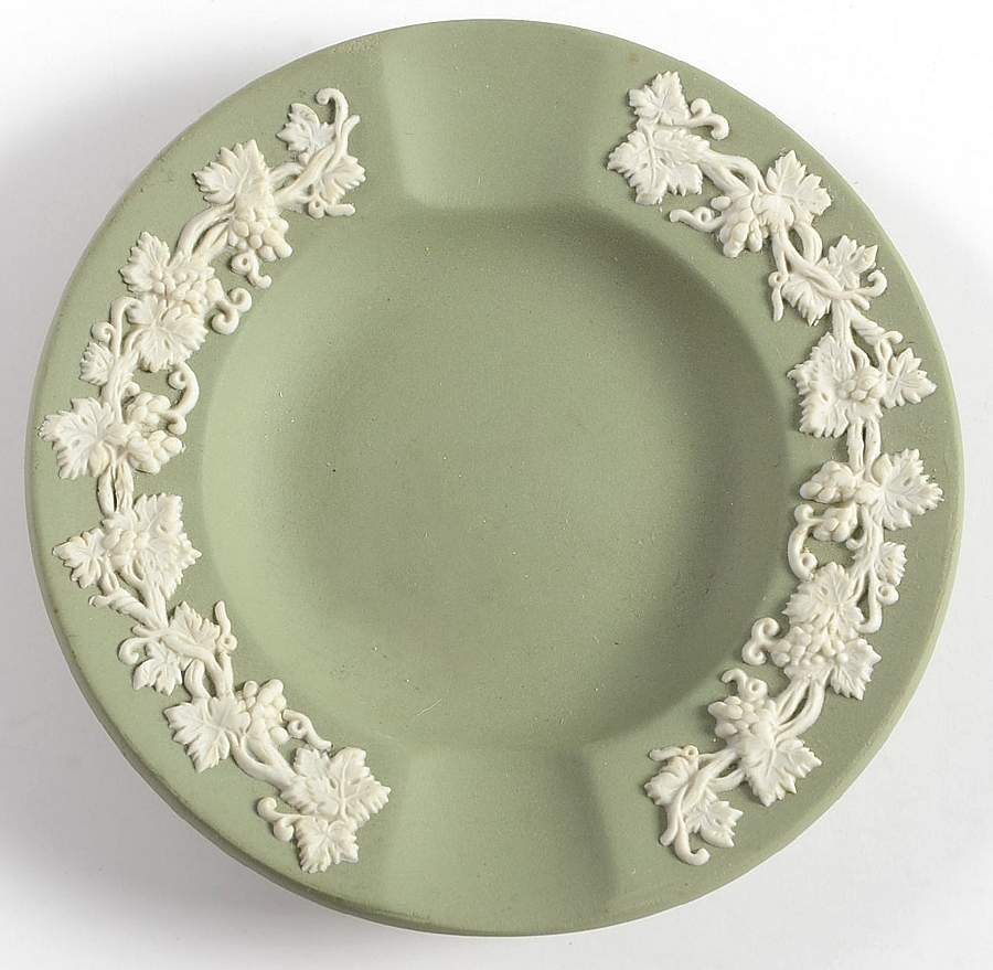 Cream Color on Celadon Jasperware Small Ashtray by Wedgwood-1