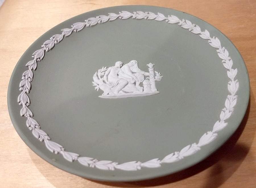 Cream Color on Celadon Jasperware Collector Plate by Wedgwood-1
