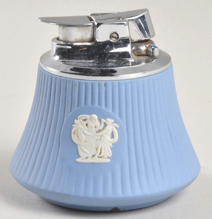 Cream Color on Lavender (Pale Blue) Jasperware Cigarette Lighter by Wedgwood-1
