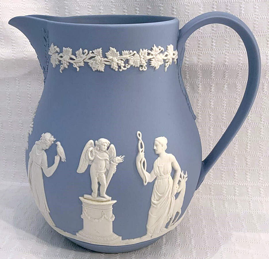 Cream Color on Lavender (Pale Blue) Jasperware 32 Oz Jug by Wedgwood-1