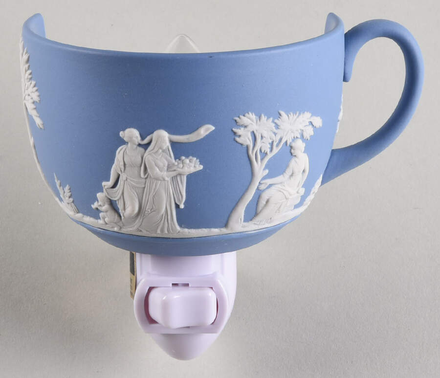 Cream Color on Lavender (Pale Blue) Jasperware 1 5/8" + cup (H) Night Light/Cup HC by Wedgwood-1