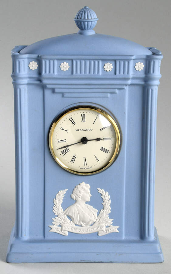 Cream Color on Lavender (Pale Blue) Jasperware Large Mantel Clock by Wedgwood-1