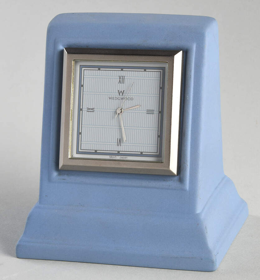 Cream Color on Lavender (Pale Blue) Jasperware Quartz Clock by Wedgwood-1
