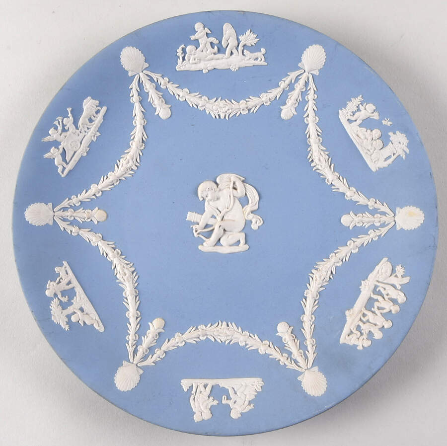Cream Color on Lavender (Pale Blue) Jasperware Collector Plate by Wedgwood-1