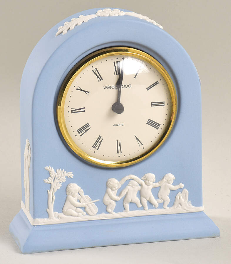 Cream Color on Lavender (Pale Blue) Jasperware Medium Clock Dome by Wedgwood-1