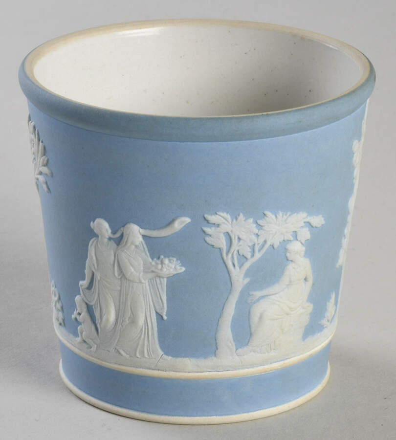 Cream Color on Lavender (Pale Blue) Jasperware 2" Brewster Jardiniere by Wedgwood-1