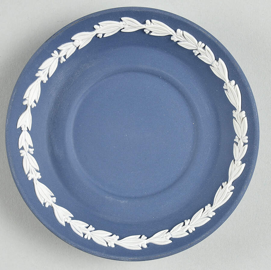 Cream Color on Lavender (Pale Blue) Jasperware Saucer for Wedgwood Blue Demitasse Cup by Wedgwood-1