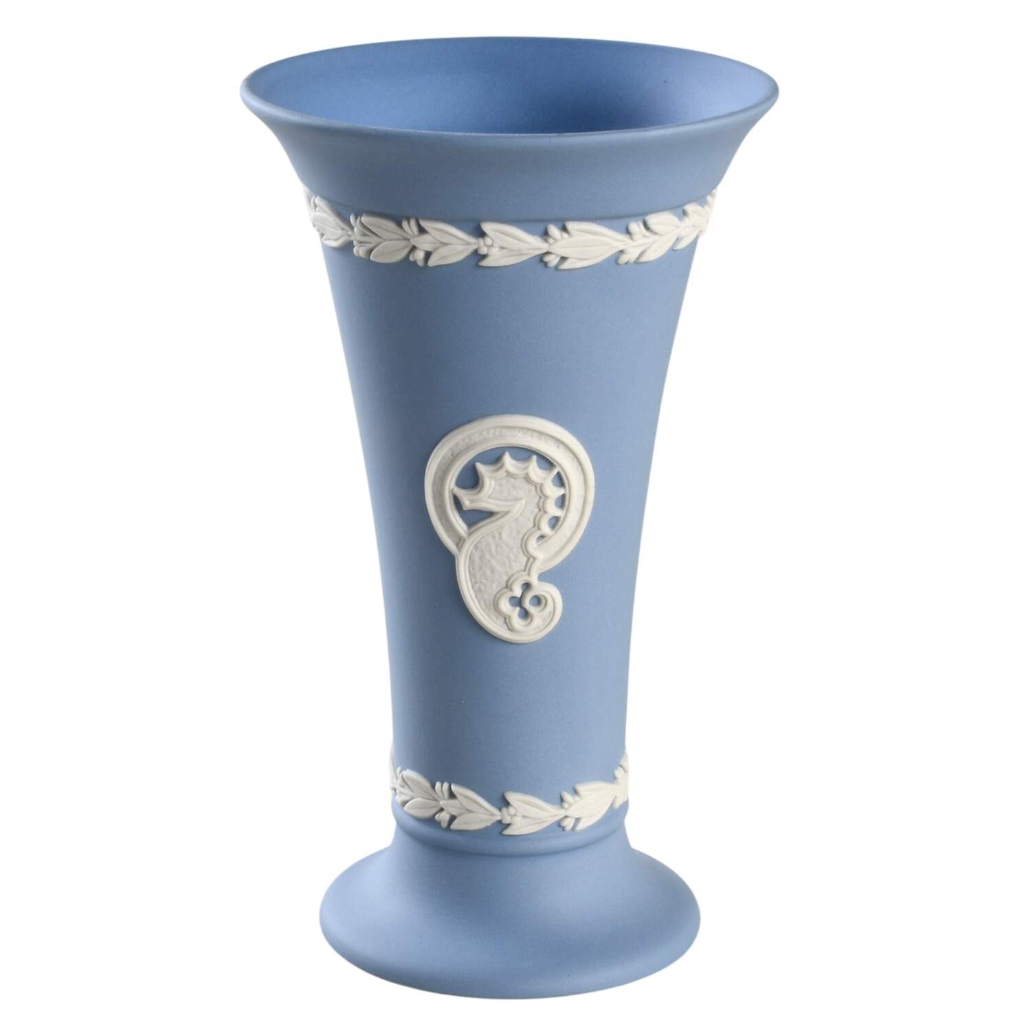 Cream Color on Lavender (Pale Blue) Jasperware 5" Vase by Wedgwood-1