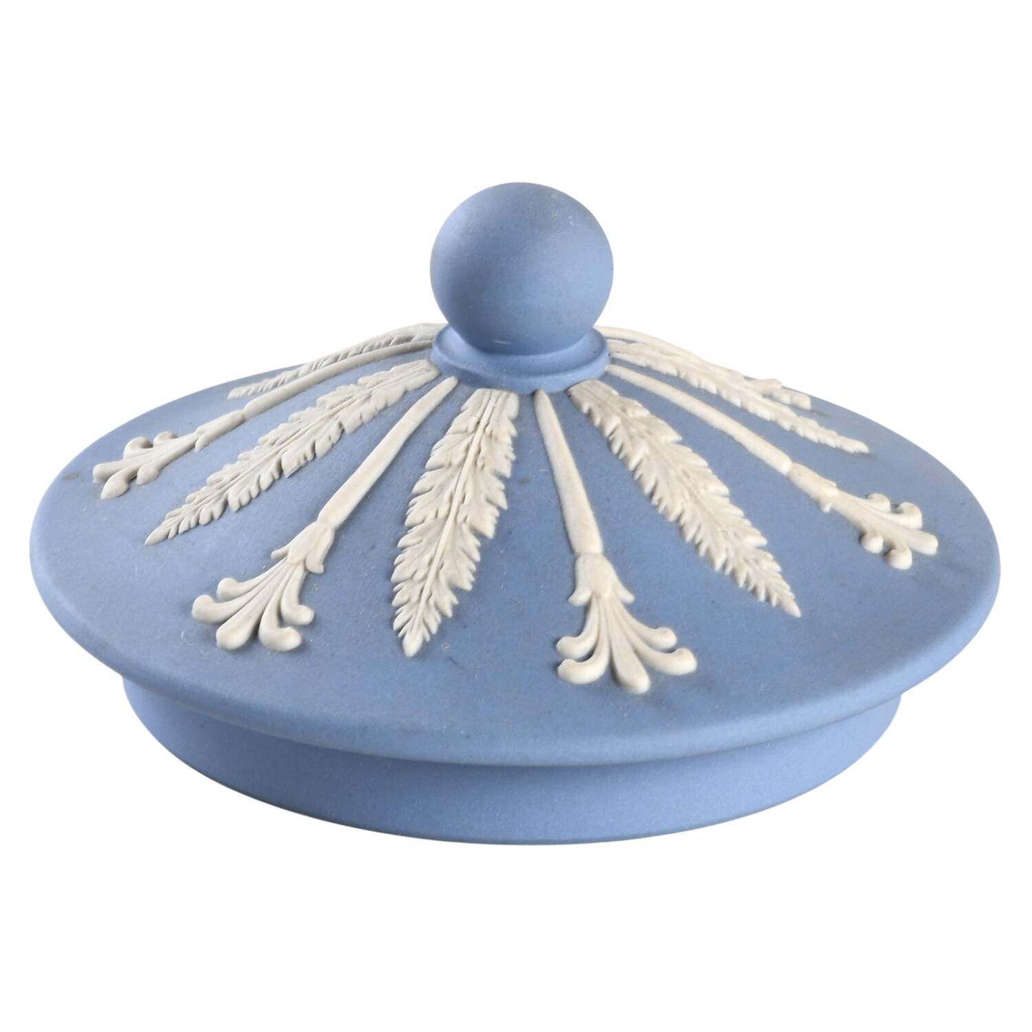 Cream Color on Lavender (Pale Blue) Jasperware Lid for Sugar Bowl by Wedgwood-1
