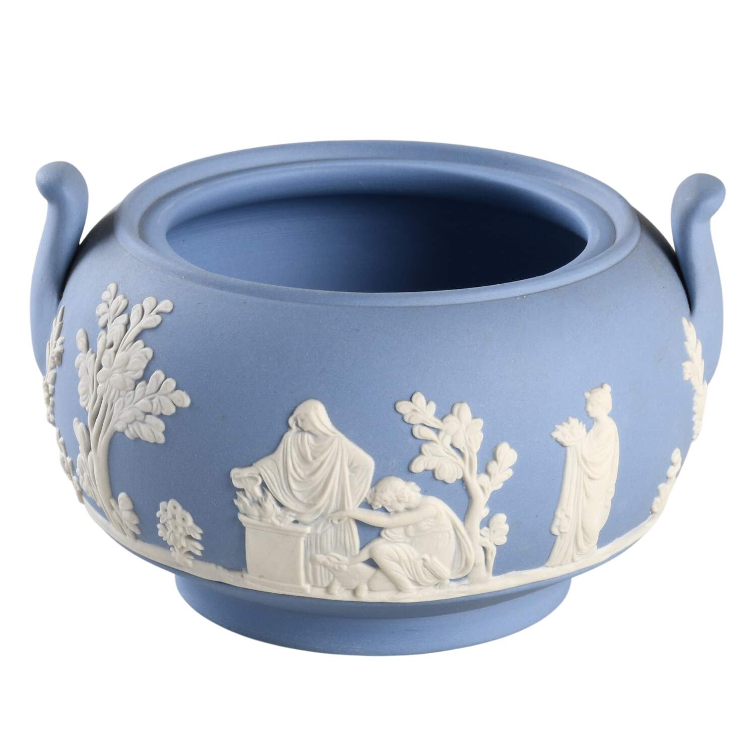 Cream Color on Lavender (Pale Blue) Jasperware Sugar Bowl No Lid by Wedgwood-1