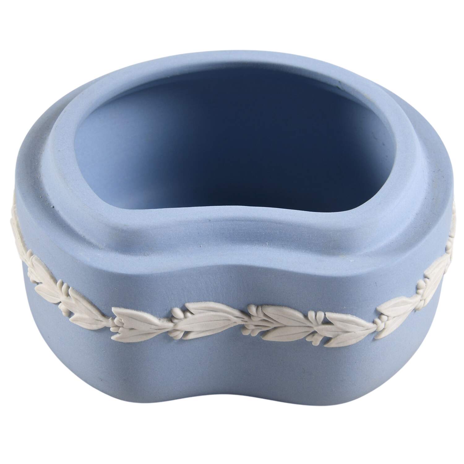 Cream Color on Lavender (Pale Blue) Jasperware Bean Box No Lid by Wedgwood-1