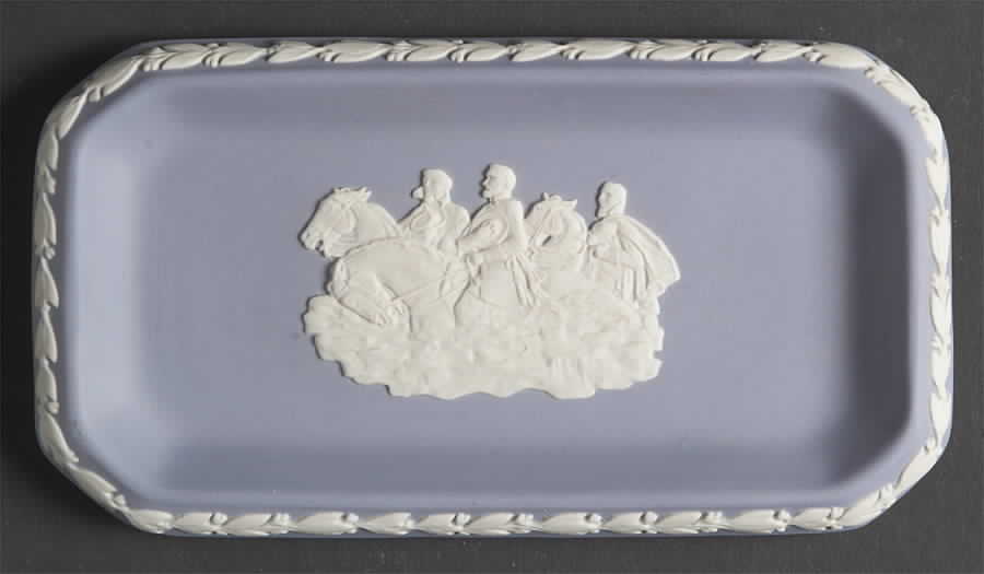 Cream Color on Lavender (Pale Blue) Jasperware 6" Oblong Tray by Wedgwood-1