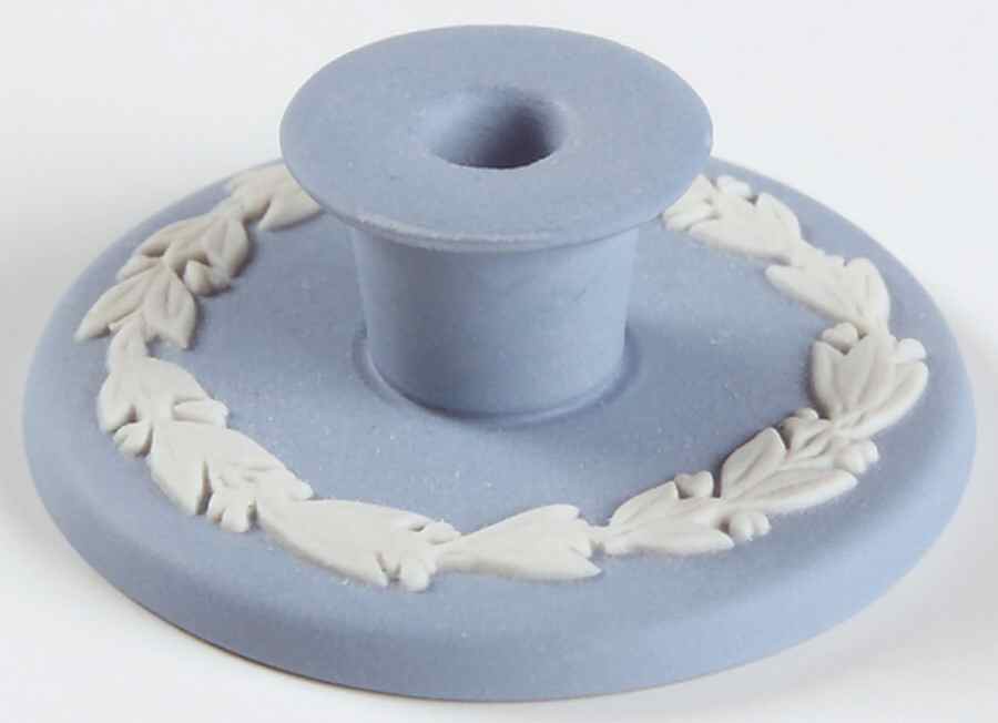 Cream Color on Lavender (Pale Blue) Jasperware Miniature Candleholder by Wedgwood-1