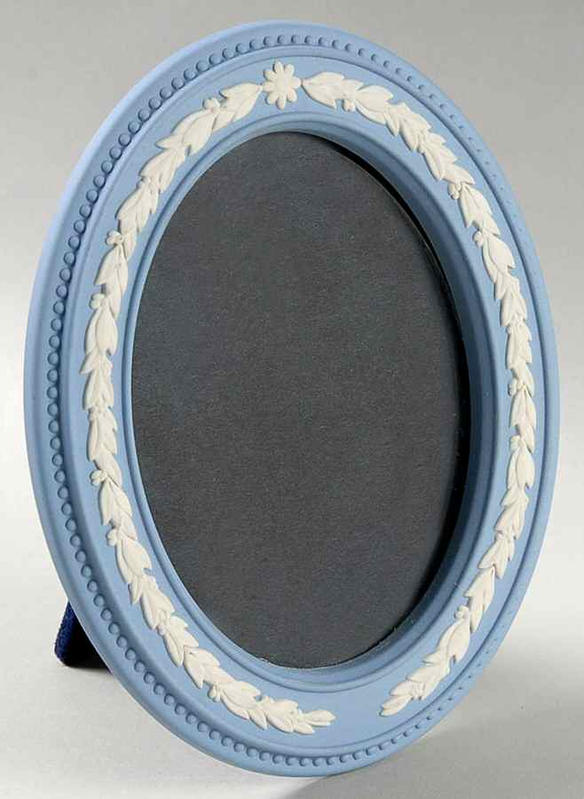 Cream Color on Lavender (Pale Blue) Jasperware 6" Oval Picture Frame by Wedgwood-1