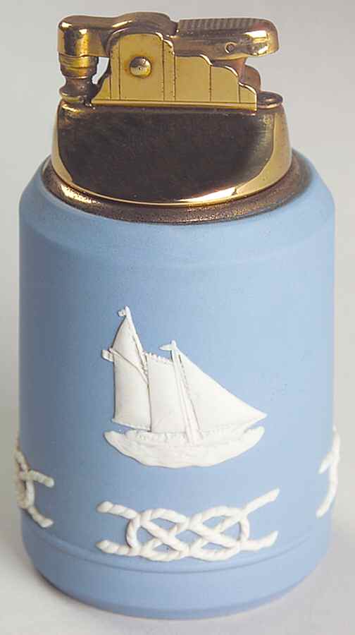 Cream Color on Lavender (Pale Blue) Jasperware Executive Cigarette Lighter by Wedgwood-1