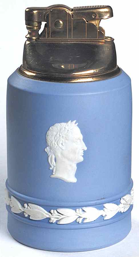 Cream Color on Lavender (Pale Blue) Jasperware Executive Cigarette Lighter by Wedgwood-1