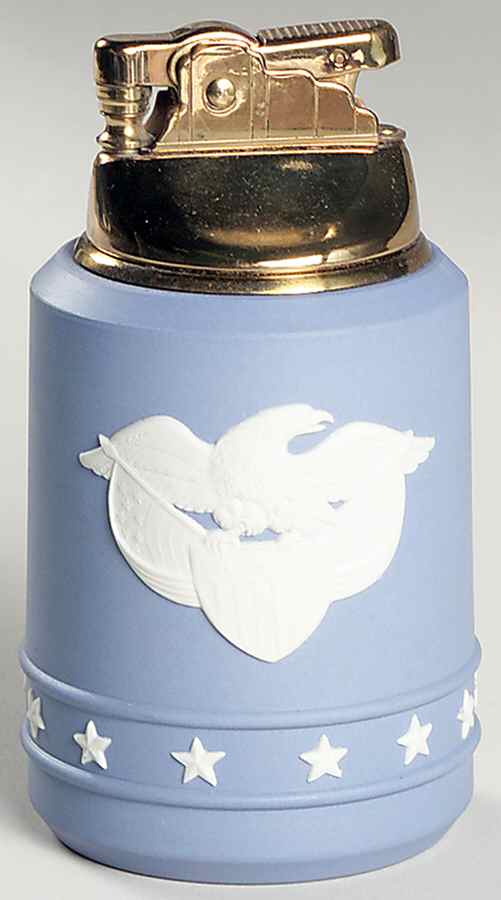 Cream Color on Lavender (Pale Blue) Jasperware Executive Cigarette Lighter by Wedgwood-1