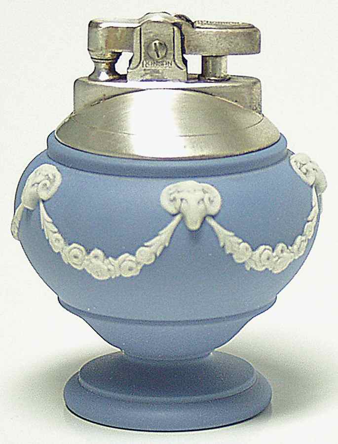 Cream Color on Lavender (Pale Blue) Jasperware Cigarette Lighter by Wedgwood-1