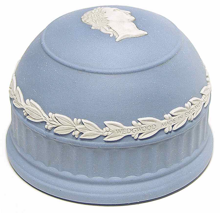 Cream Color on Lavender (Pale Blue) Jasperware Paperweight by Wedgwood-1