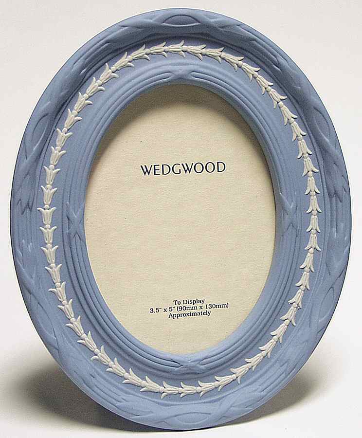 Cream Color on Lavender (Pale Blue) Jasperware 4" Picture Frame by Wedgwood-1