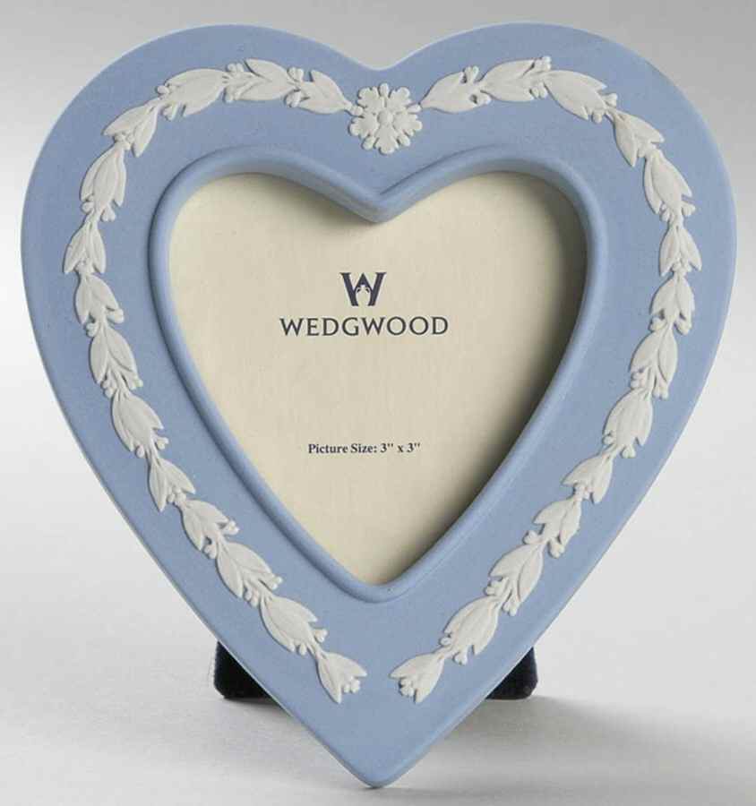 Cream Color on Lavender (Pale Blue) Jasperware Heart Shape Picture Frame by Wedgwood-1