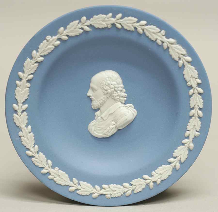 Cream Color on Lavender (Pale Blue) Jasperware Round Personality Tray by Wedgwood-1