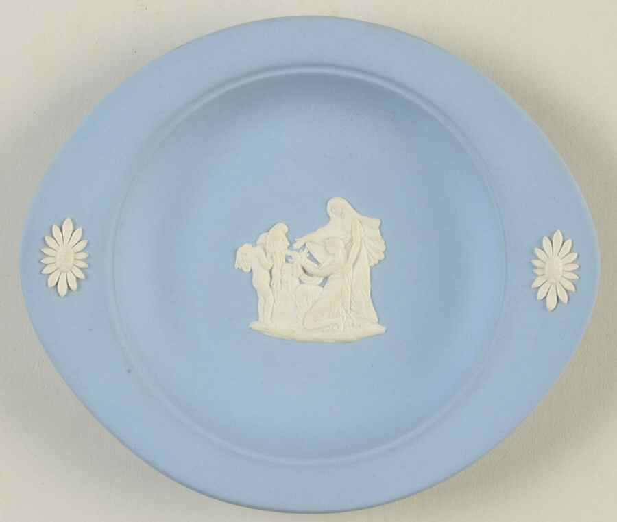 Cream Color on Lavender (Pale Blue) Jasperware Barlaston Tray by Wedgwood-1