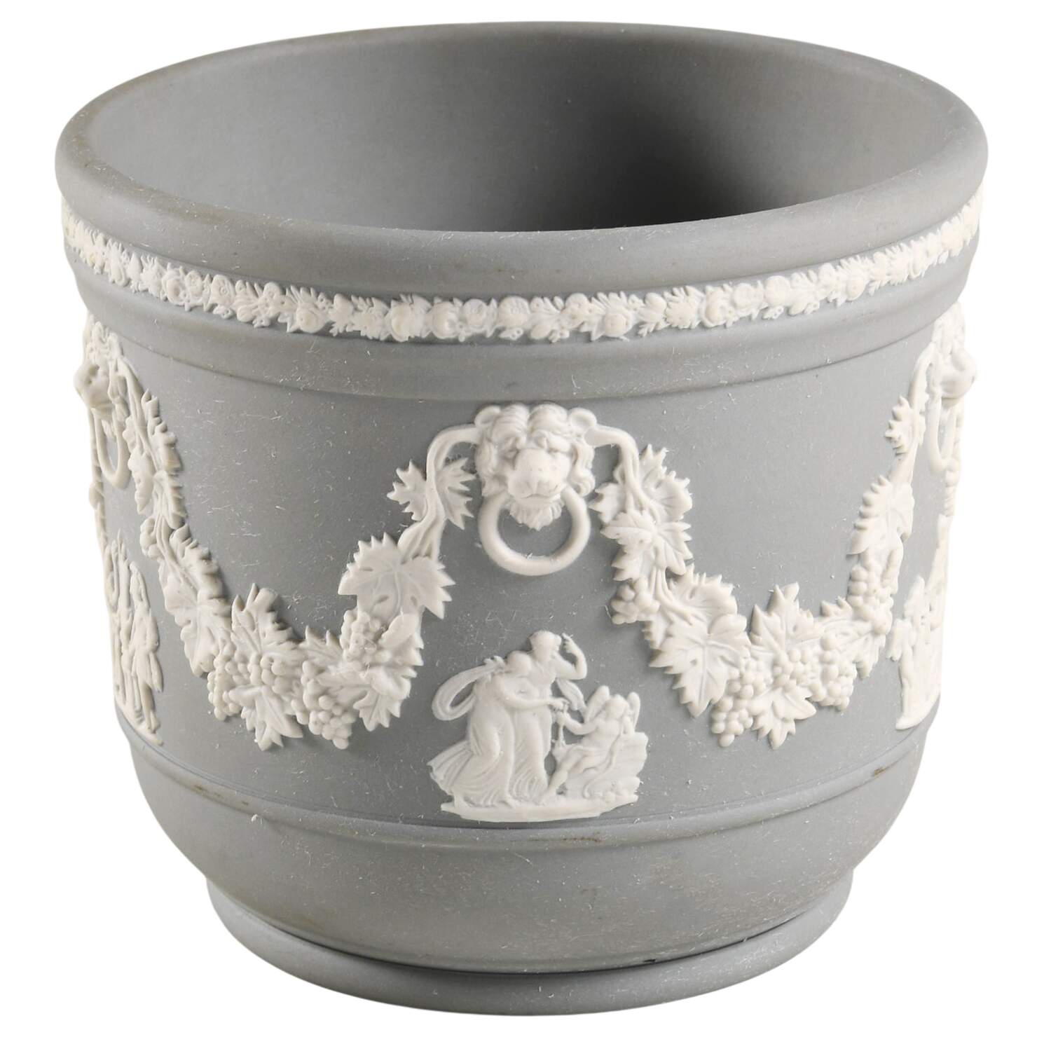 Cream Color on Grey Jasperware 4" Jardiniere by Wedgwood-1