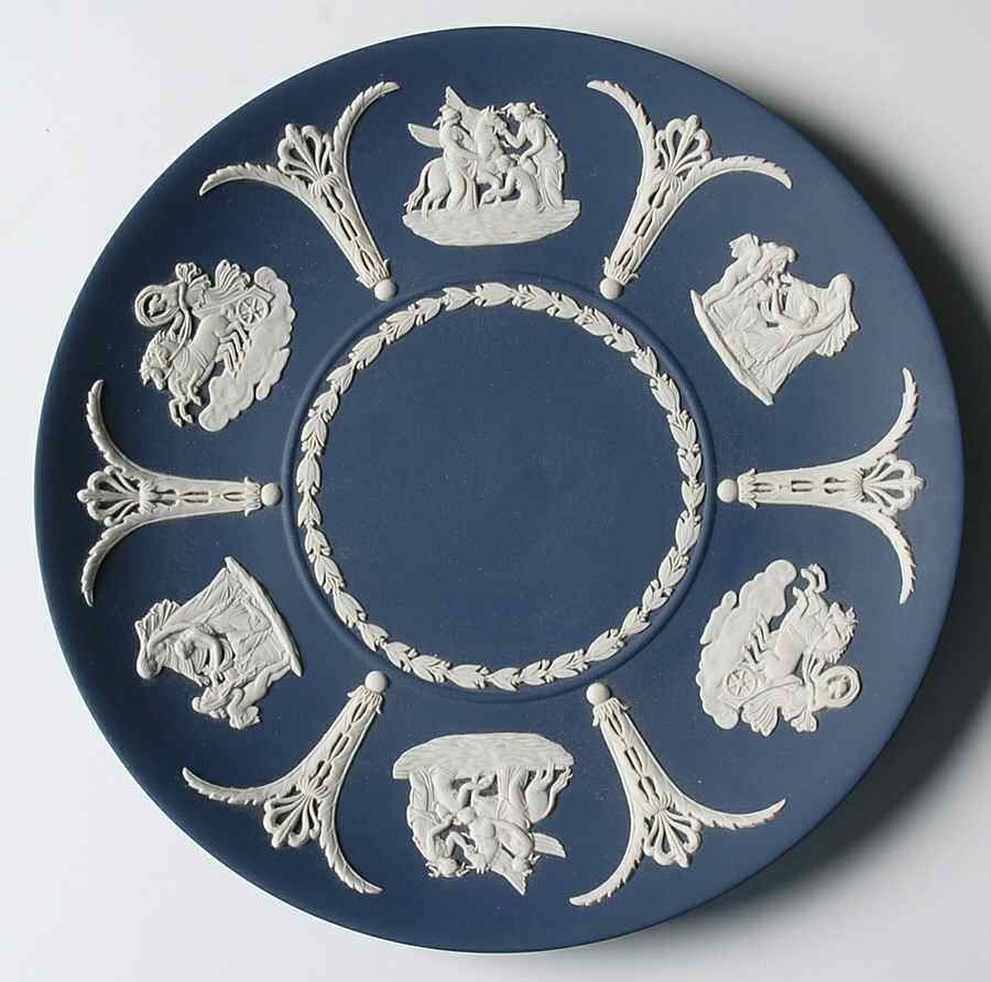 Cream Color on Portland Blue Jasperware Collector Plate by Wedgwood-1