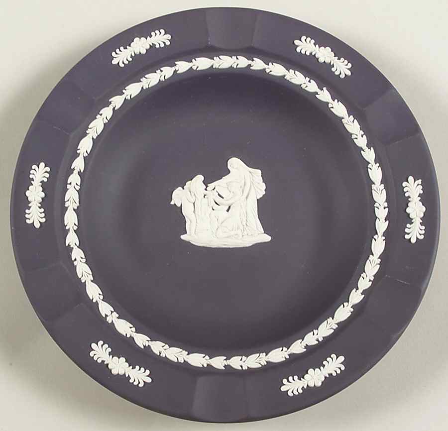 Cream Color on Portland Blue Jasperware Executive Ashtray by Wedgwood-1