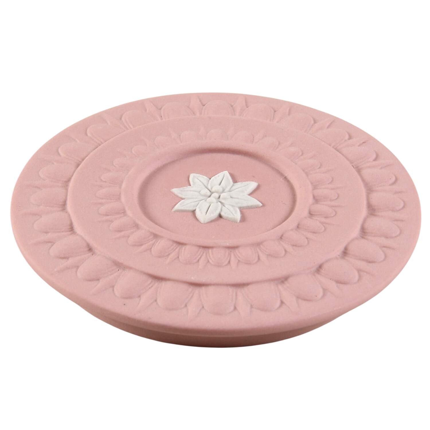 Cream Color on Pink Jasperware Lid for 3" Round Box by Wedgwood-1