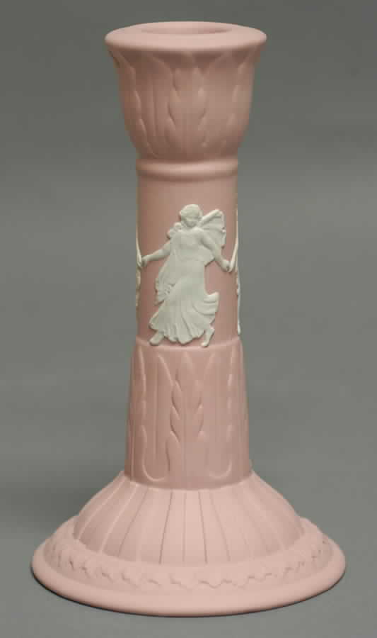 Cream Color on Pink Jasperware 6" Candlestick by Wedgwood-1