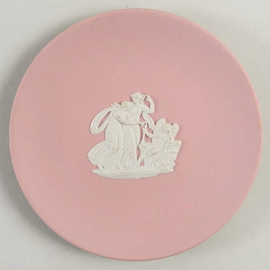 Cream Color on Pink Jasperware Coaster by Wedgwood-1