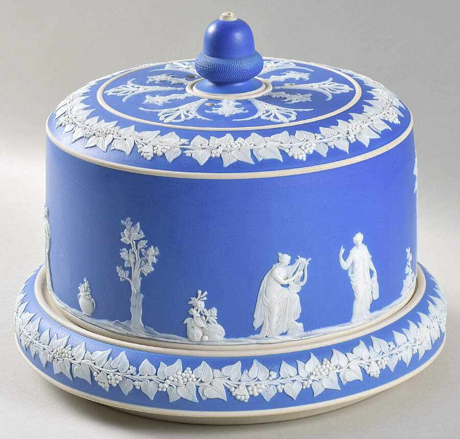 Cream Color on Wedgwood Blue Jasperware Cake Safe & Lid by Wedgwood-1