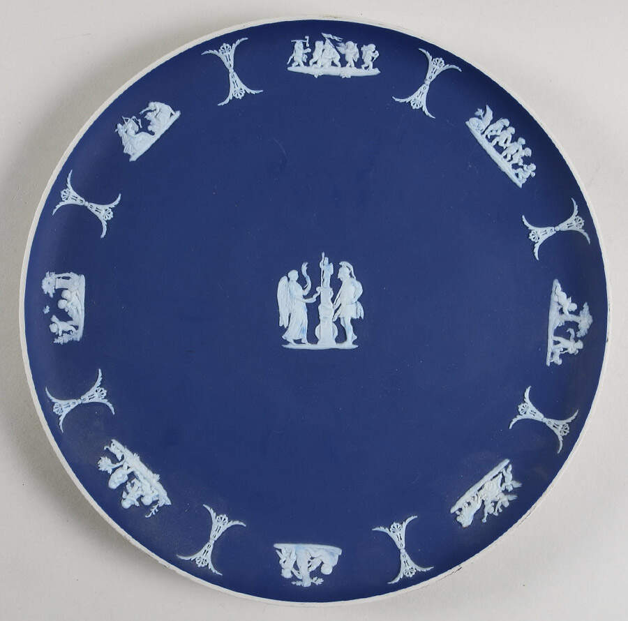 Cream Color on Wedgwood Blue Jasperware Cake Plate by Wedgwood-1