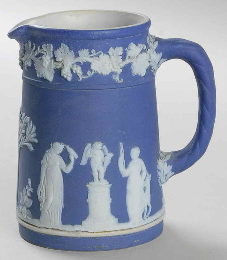 Cream Color on Wedgwood Blue Jasperware Small Trojan Jug by Wedgwood-1