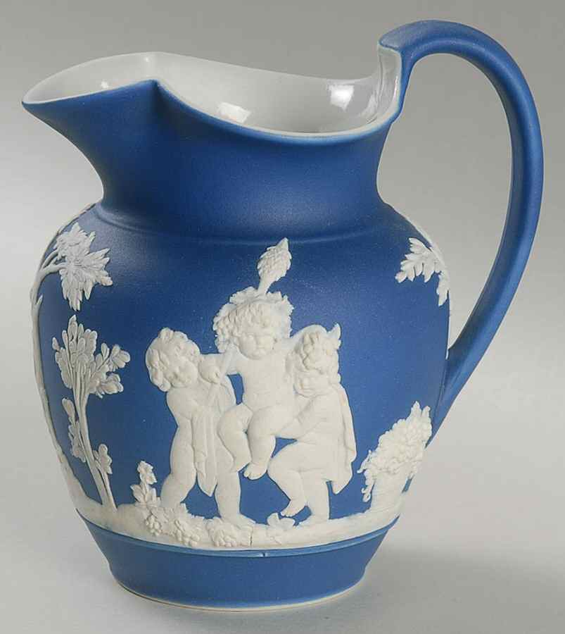 Cream Color on Wedgwood Blue Jasperware 10 Oz Club Jug by Wedgwood-1