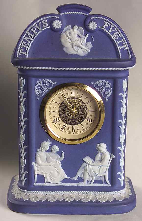 Cream Color on Wedgwood Blue Jasperware Mantel Clock by Wedgwood-1