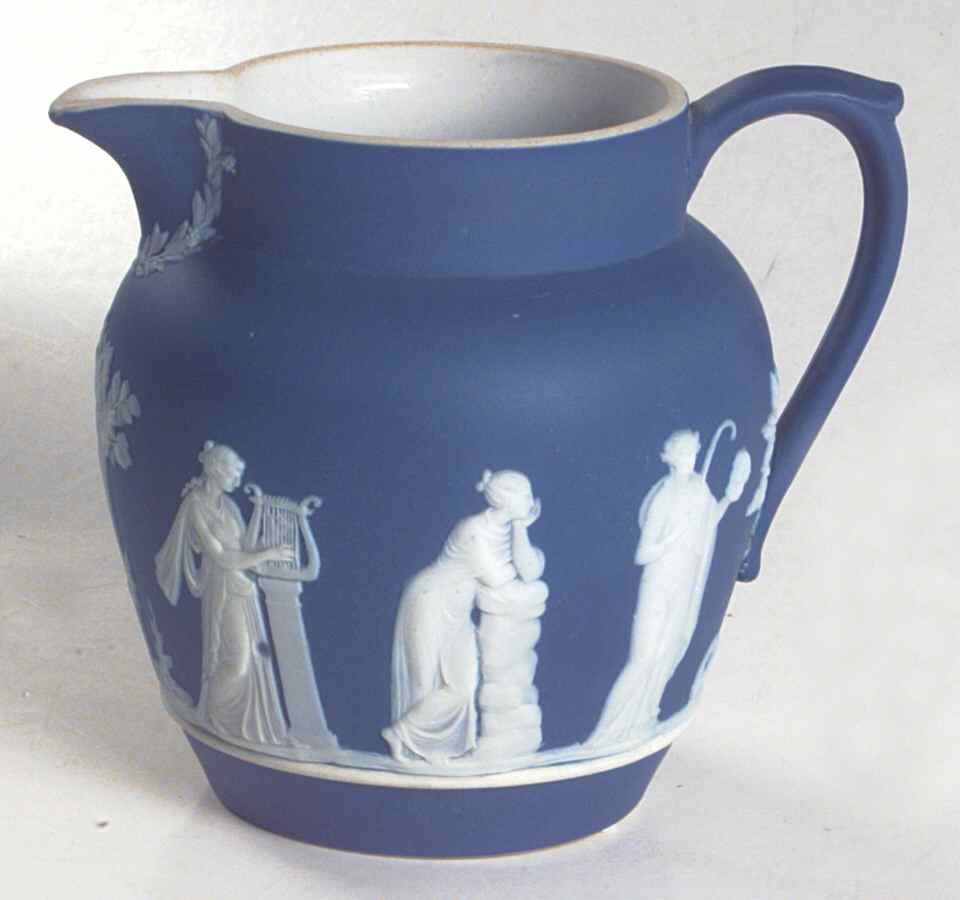 Cream Color on Wedgwood Blue Jasperware 16 Oz Pitcher by Wedgwood-1
