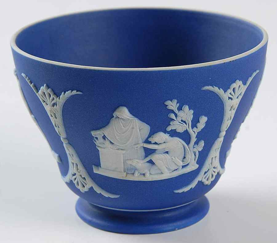 Cream Color on Wedgwood Blue Jasperware Cup No Handle by Wedgwood-1
