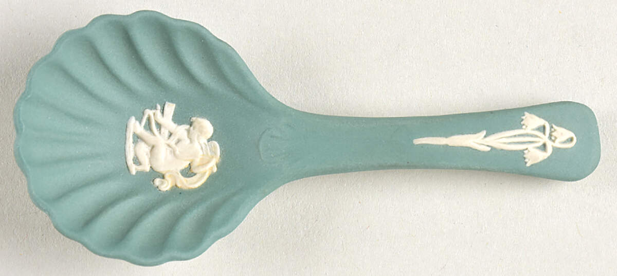 Cream Color on Teal Jasperware Christening Spoon by Wedgwood-1