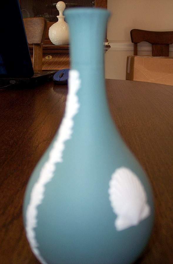 Cream Color on Teal Jasperware Seasons Bud Vase by Wedgwood-1