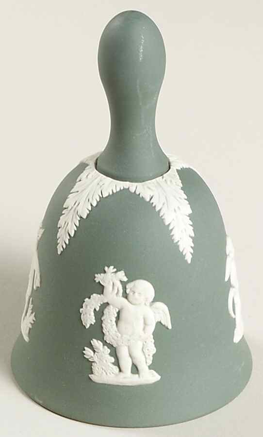 Cream Color on Teal Jasperware Bell by Wedgwood-1