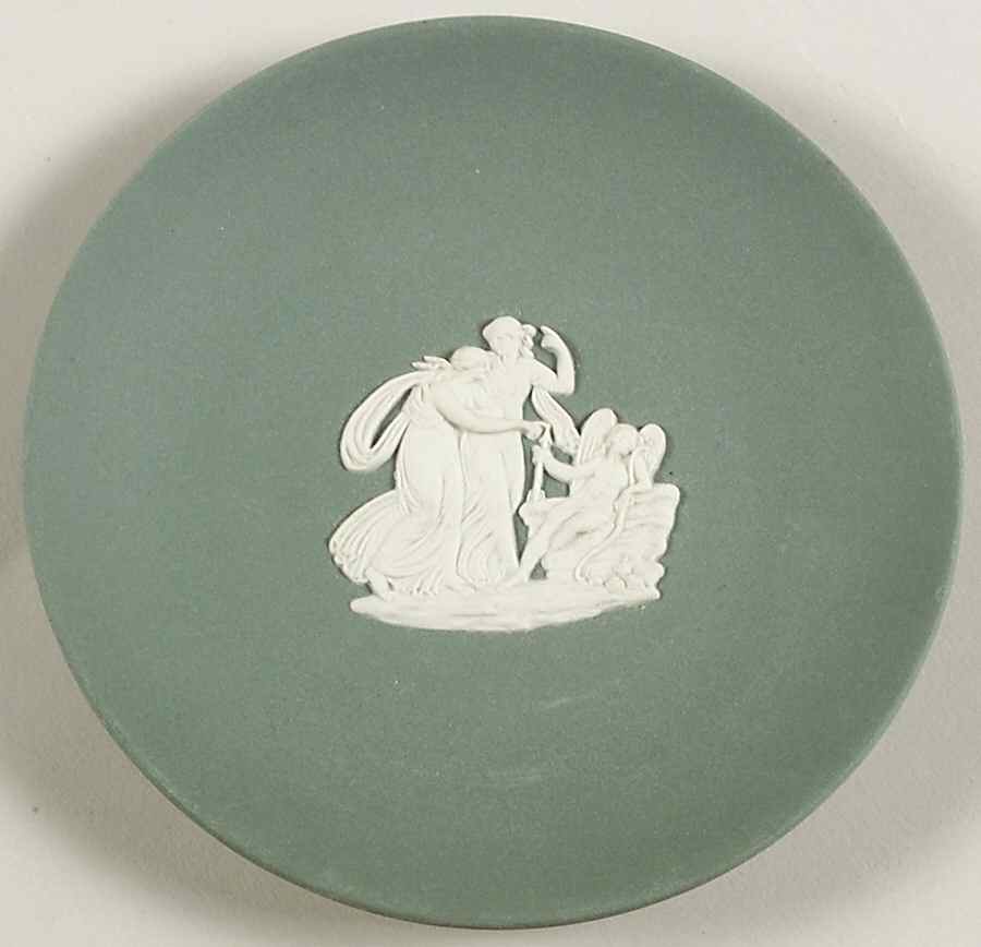 Cream Color on Teal Jasperware Coaster by Wedgwood-1