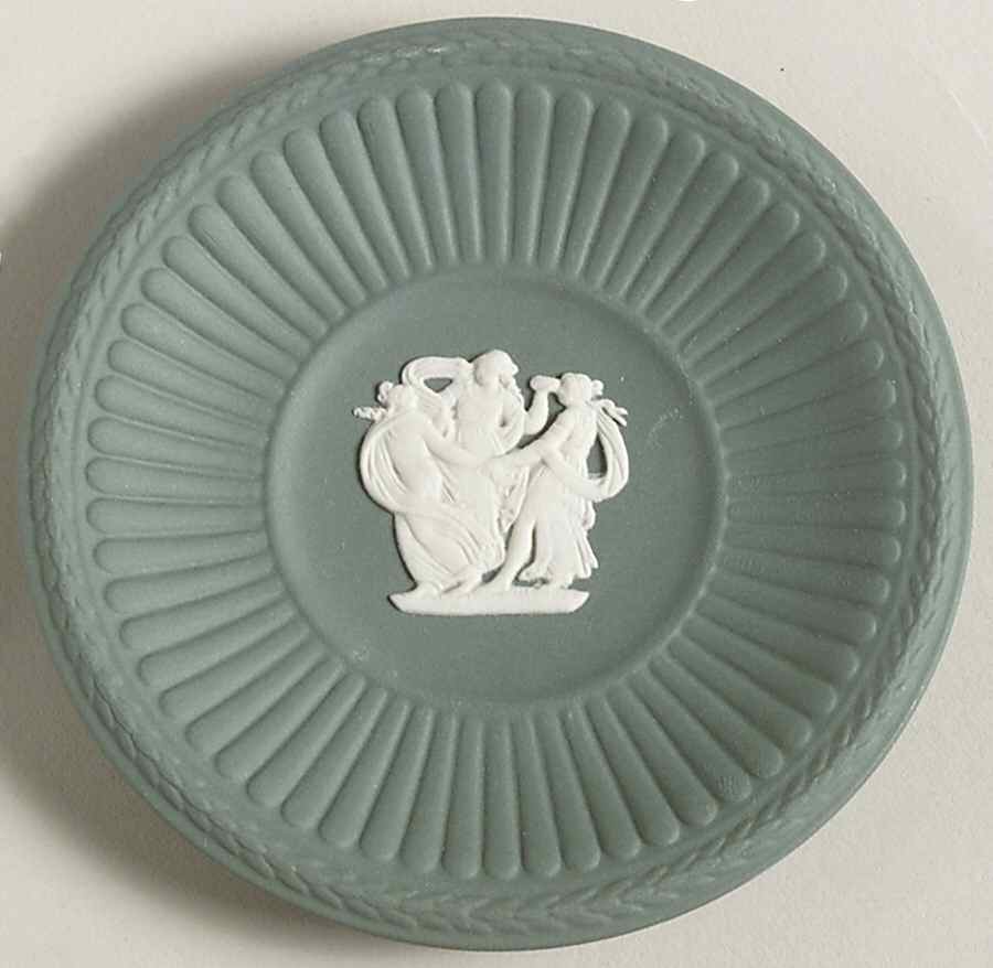 Cream Color on Teal Jasperware Butter Pat by Wedgwood-1