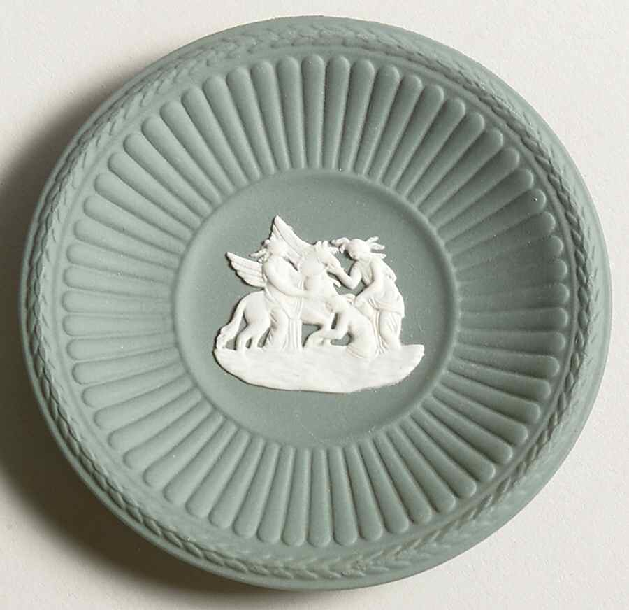 Cream Color on Teal Jasperware Butter Pat by Wedgwood-1